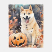 Couverture Polaire Halloween Akita Avec Peur Citrouille (Devant)