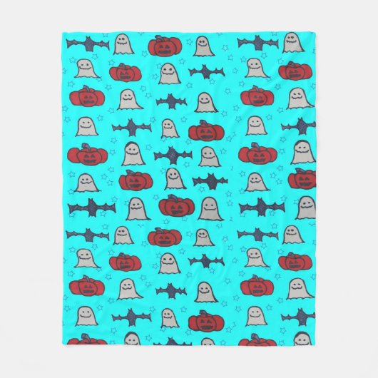 Couverture Polaire Halloween amusant Imprimer en bleu (Devant)
