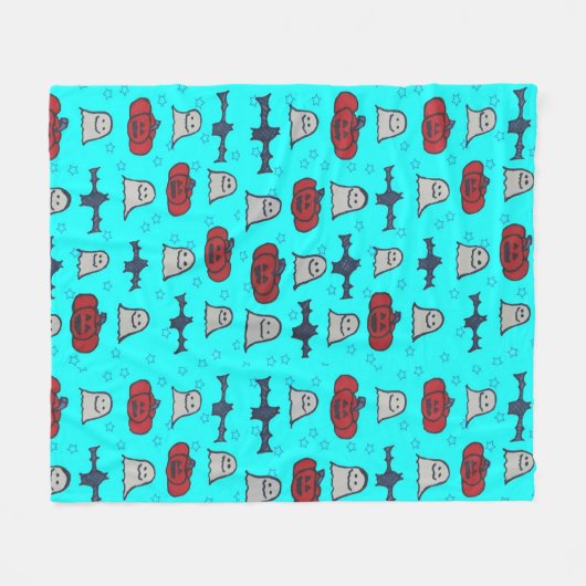 Couverture Polaire Halloween amusant Imprimer en bleu (Devant (Horizontal))