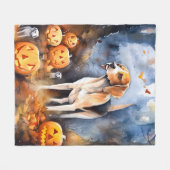 Couverture Polaire Halloween Anglais Foxhound Avec Citrouille (Devant (Horizontal))