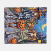 Couverture Polaire Halloween anglais Foxhound Dogs Trick or Treating (Devant (Horizontal))
