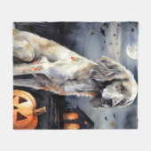 Couverture Polaire Halloween Anglais Setter Avec Scentation Citrouill (Devant (Horizontal))