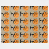 Couverture Polaire Halloween arbres lunes (Devant (Horizontal))