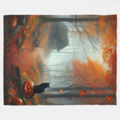 Couverture Polaire Halloween/Automne/Automne/citrouille/chat (Devant (Horizontal))