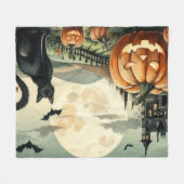 Couverture Polaire Halloween/Automne/Automne/citrouille/chat (Devant (Horizontal))
