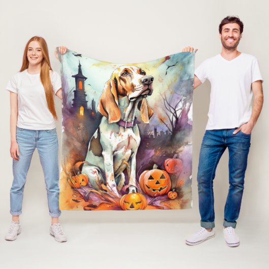 Couverture Polaire Halloween Basset Hound Avec Crainte Citrouille (En situation)