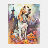 Couverture Polaire Halloween Basset Hound Avec Crainte Citrouille (Devant)