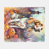Couverture Polaire Halloween Basset Hound Avec Crainte Citrouille (Devant (Horizontal))