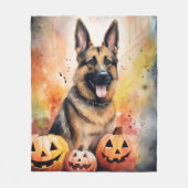 Couverture Polaire Halloween berger allemand avec la peur Citrouille (Devant)