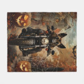 Couverture Polaire Halloween berger Anatolien moto équitation (Devant (Horizontal))