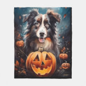 Couverture Polaire Halloween Berger Australien Avec La Peur Citrouill (Devant)
