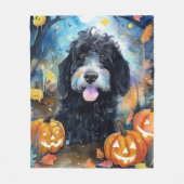 Couverture Polaire Halloween Bernedoodle Avec La Peur Citrouille (Devant)