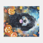 Couverture Polaire Halloween Bernedoodle Avec La Peur Citrouille (Devant (Horizontal))
