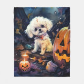 Couverture Polaire Halloween Bichon Frise Avec La Peur Citrouille (Devant)