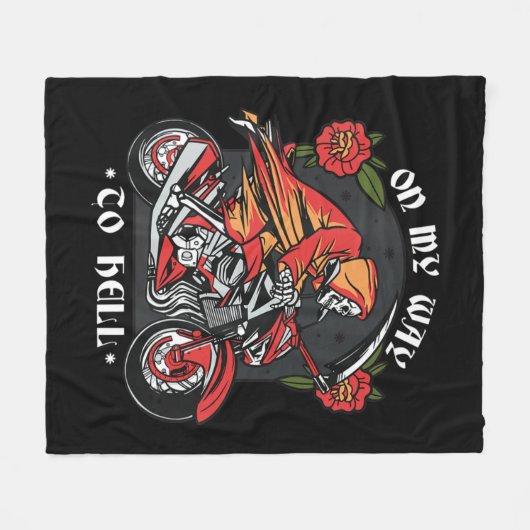 Couverture Polaire Halloween Biker Skeleton Sur Le Chemin De L'Enfer (Devant (Horizontal))