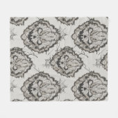 Couverture Polaire Halloween Black Lace Spiderweb Blanche & Coussin - (Devant (Horizontal))