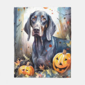 Couverture Polaire Halloween Bluetick Coonhound avec la peur Citrouil (Devant)