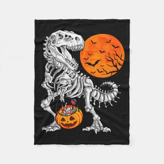 Couverture Polaire Halloween Boys Dinosaur Skeleton T Rex Y Pumpkin M (Devant)