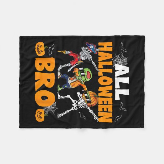 Couverture Polaire Halloween Bro Dabbing Skeleton Jack-o'-lantern Boy (Devant (Horizontal))