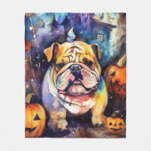 Couverture Polaire Halloween Bulldog avec la peur Citrouille (Devant)