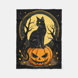 Couverture Polaire Halloween Chat femmes Funny Citrouille d'automne A