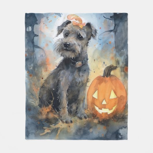 Couverture Polaire Halloween Chesapeake Bay Terrier Avec Citrouilles (Devant)