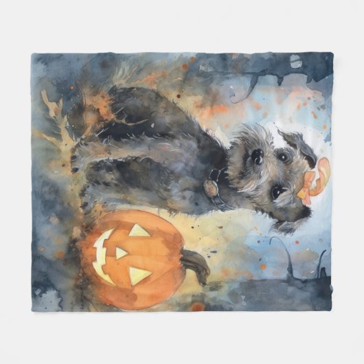 Couverture Polaire Halloween Chesapeake Bay Terrier Avec Citrouilles (Devant (Horizontal))