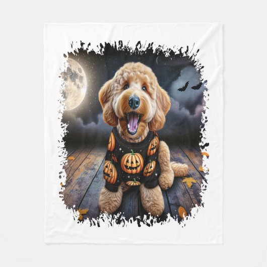 Couverture Polaire Halloween chien Goldendoodle (Devant)