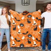 Couverture Polaire Halloween Classique Orange Et Noir