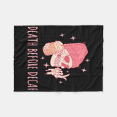 Couverture Polaire Halloween Coffee Death Before Decaf Skull Skeleton (Devant (Horizontal))