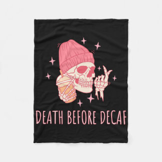 Couverture Polaire Halloween Coffee Death Before Decaf Skull Skeleton