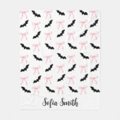 Couverture Polaire halloween Coquette arc rose et chauves-souris noir (Devant)