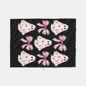 Couverture Polaire Halloween Coquette Pink Bow Ghost (Devant (Horizontal))