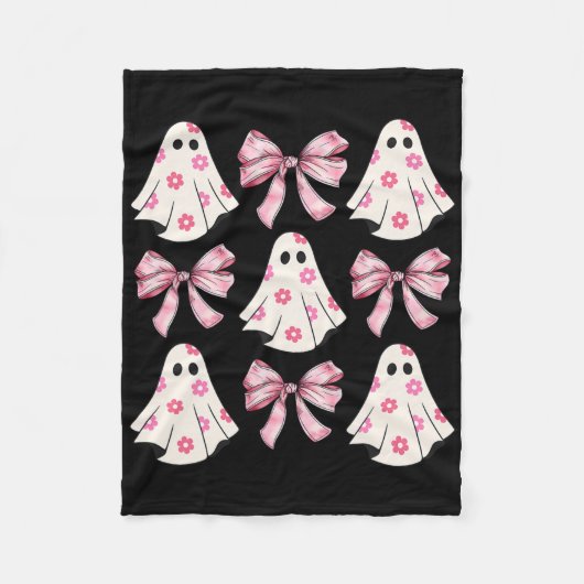 Couverture Polaire Halloween Coquette Pink Bow Ghost (Devant)