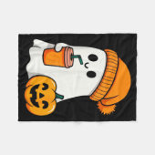 Couverture Polaire Halloween Costume Ghost Drinking Pumpkin Men Women (Devant (Horizontal))