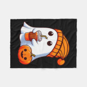Couverture Polaire Halloween Costume Ghost Drinking Pumpkin Men Women (Devant (Horizontal))