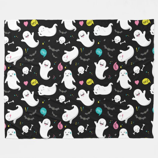 Couverture Polaire Halloween Cute Ghost (Devant (Horizontal))