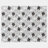 Couverture Polaire Halloween Cute Ghost, Bats, Chats et Araignées (Devant (Horizontal))