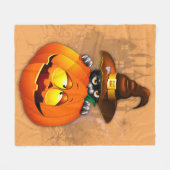 Couverture Polaire Halloween Cute Kitty Witch et ami Citrouille (Devant (Horizontal))