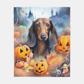 Couverture Polaire Halloween Dachshund Avec La Peur Citrouille (Devant)