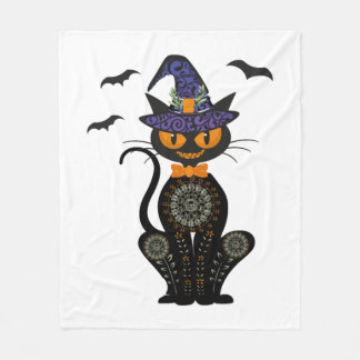 Couverture Polaire Halloween de chat noir