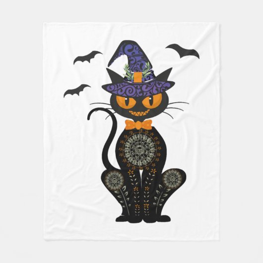 Couverture Polaire Halloween de chat noir (Devant)