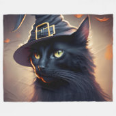 Couverture Polaire Halloween de chat noir (Devant (Horizontal))