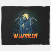 Couverture Polaire Halloween de nuit squelette effrayant, Mon humeur (Devant (Horizontal))