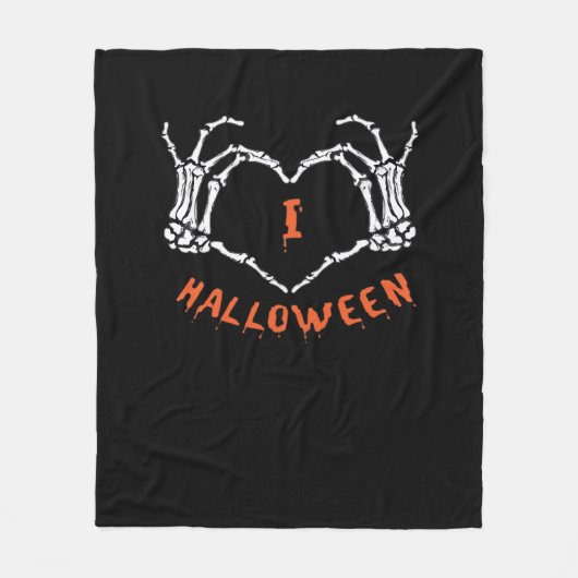 Couverture Polaire Halloween de Slogan. Geste Cardiaque En Squelette (Devant)