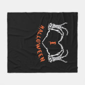 Couverture Polaire Halloween de Slogan. Geste Cardiaque En Squelette (Devant (Horizontal))
