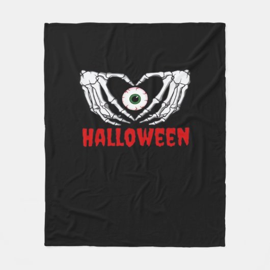 Couverture Polaire Halloween des yeux - Squelette Mains Coeur (Devant)