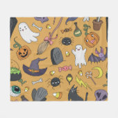 Couverture Polaire Halloween Doodle Objets Motif sans couture (Devant (Horizontal))