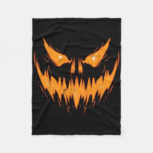 Couverture Polaire Halloween Éffrayant Jack-o'-lantern Face Citrouill (Devant)
