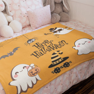 Couverture Polaire Halloween Éffrayante et mignonne